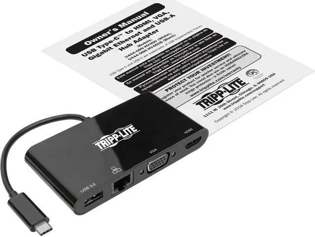 Alt view image 5 of 20 - Tripp Lite Usb C Docking Station Adapter Converter 4K W/ Hdmi Vga Gigabit Ethernet Usb-A Hub Black Thunderbolt 3 Compatible