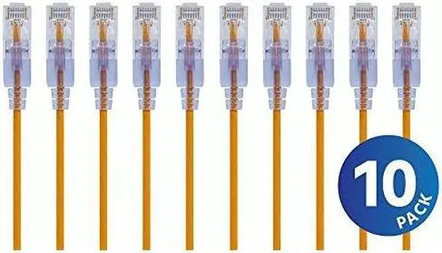 Main image of Monoprice Cat6A Ethernet Patch Cable - 3 Feet - Yellow (10 Pack) Snagless RJ45 550Mhz UTP Pure Bare Copper Wire 10G 30AWG - SlimRun Series