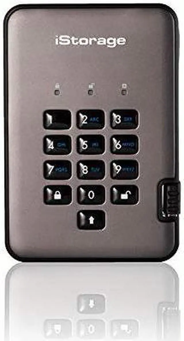 Alt view image 2 of 8 - iStorage diskAshur PRO2 HDD 1TB Secure portable Hard Drive FIPS Level 3 certified - password protected, dust and water resistant, military grade hardware encryption.IS-DAP2-256-1000-C-X