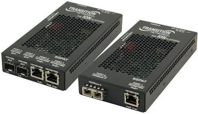 Alt view image 2 of 10 - Transition Networks SGPAT1040-105-NA 10/100/1000 Poe+ Rj-45 To Open Dual Speed Sfp Port Media Converter