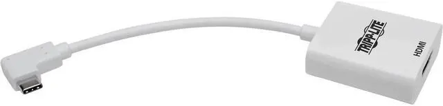 Main image of Tripp Lite Right-Angle USB C to HDMI 4K Adapter Cable USB-C M/F White 6in - 5.98" HDMI/Thunderbolt 3 A/V Cable for Ultrabook, Monitor, Workstation, Tablet, Audio/Video Device, Smartphone, Chromeb