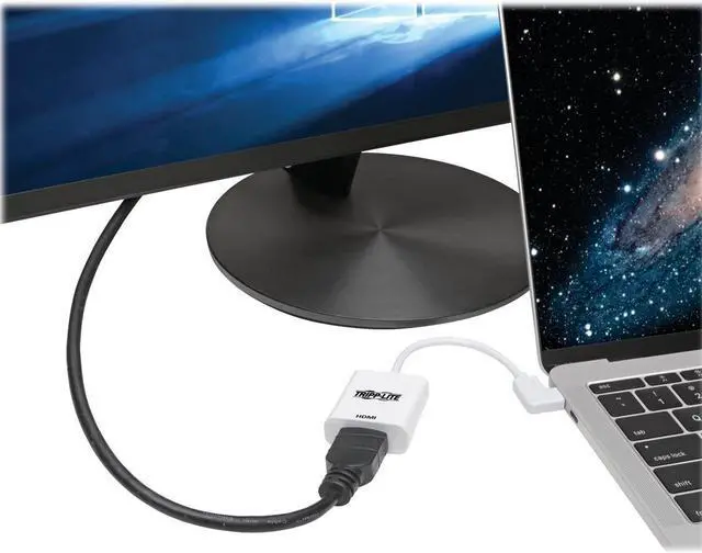 Alt view image 2 of 6 - Tripp Lite Right-Angle USB C to HDMI 4K Adapter Cable USB-C M/F White 6in - 5.98" HDMI/Thunderbolt 3 A/V Cable for Ultrabook, Monitor, Workstation, Tablet, Audio/Video Device, Smartphone, Chromeb