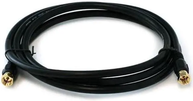 Alt view image 3 of 11 - Monoprice 6ft RG6 (18AWG) 75Ohm, Quad Shield, CL2 Coaxial Cable with F Type Connector - Black
