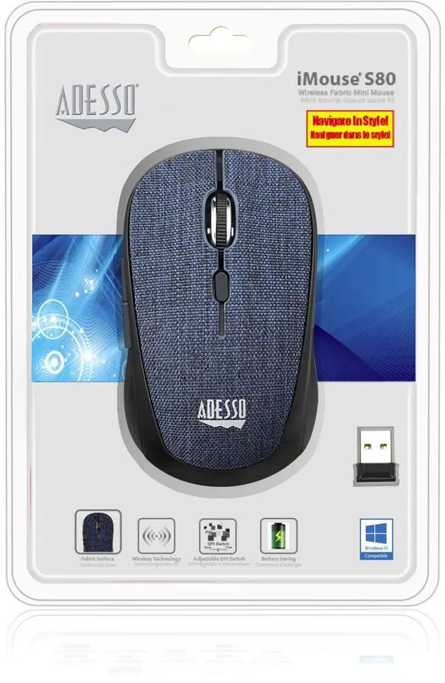 Alt view image 3 of 13 - ADESSO IMOUSES80L ADESSO 2.4GHZ WIRELESS BLUE  FABRIC MINI OPTICAL MOUSE ,5-BUTTON ,  FABRIC SURFA