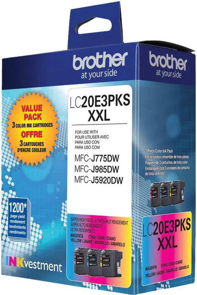 Alt view image 2 of 15 - Brother INKvestment Cyan Magenta Yellow Original Ink Cartridge LC20E3PKS