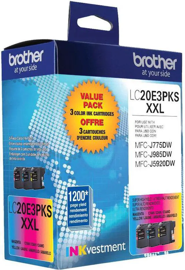 Alt view image 3 of 15 - Brother INKvestment Cyan Magenta Yellow Original Ink Cartridge LC20E3PKS