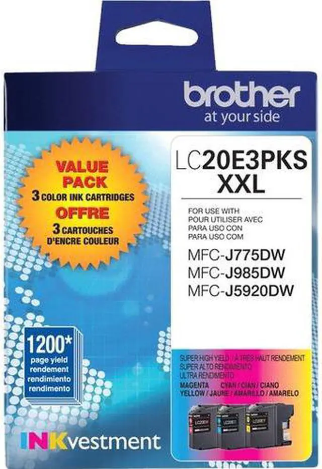 Main image of Brother INKvestment Cyan Magenta Yellow Original Ink Cartridge LC20E3PKS