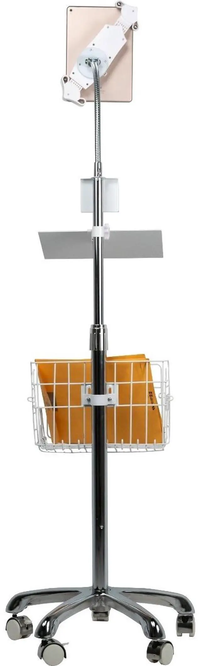Alt view image 2 of 20 - CTA Digital PAD-HFSVU Gooseneck Floor Stand with VESA Plate and Storage Basket