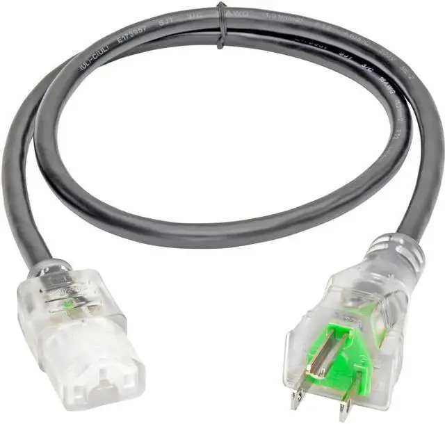 Alt view image 3 of 19 - Tripp Lite Model P006-003-HG13CL 3 ft. Hospital-Grade Computer Power Cord with Clear Plugs, 13A, 16 AWG (NEMA 5-15P to IEC-320-C13)