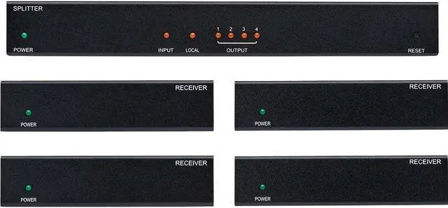 Alt view image 4 of 5 - Tripp Lite B127-004-H4H 125 ft. HDMI Over Cat6 Splitterextender Kit with PoC, 4 Ports 4K x 2K - 60Hz, 4-4-4, TAA, Black