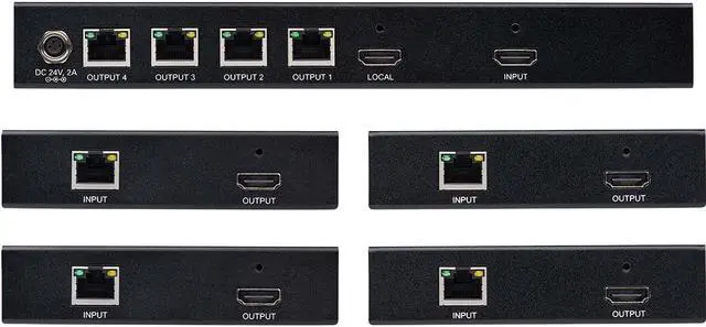 Alt view image 3 of 5 - Tripp Lite B127-004-H4H 125 ft. HDMI Over Cat6 Splitterextender Kit with PoC, 4 Ports 4K x 2K - 60Hz, 4-4-4, TAA, Black