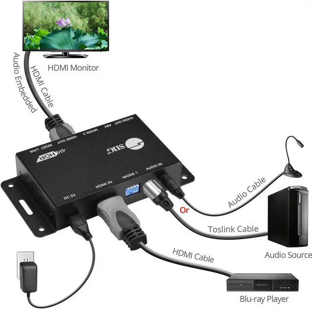 Alt view image 8 of 14 - Siig Hdmi 2.0 Audio Extractor/Embedder