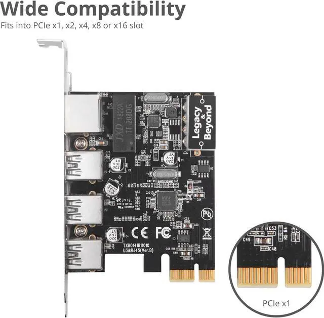 Alt view image 6 of 10 - Siig Usb 3.0 3-Port Hub With Lan Pcie Host Card