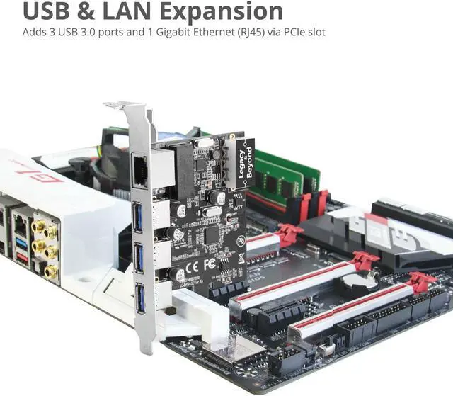 Alt view image 4 of 10 - Siig Usb 3.0 3-Port Hub With Lan Pcie Host Card