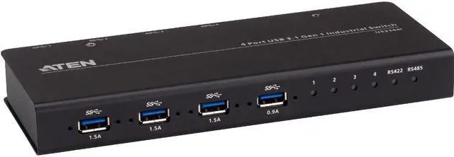Alt view image 2 of 16 - Aten - US3344I - Aten 4 x 4 USB 3.1 Gen 1 Industrial Hub Switch - USB Type B - 4 USB Port(s) - 4 USB 3.1 Port(s) - Mac,