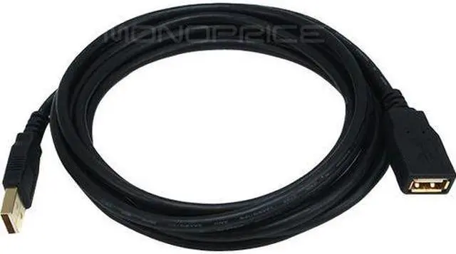 Alt view image 3 of 18 - Monoprice USB 2.0 Extension Cable - 10 Feet - Black | Type-A Male to USB Type-A Female, 28/24AWG, Gold Plated Connectors