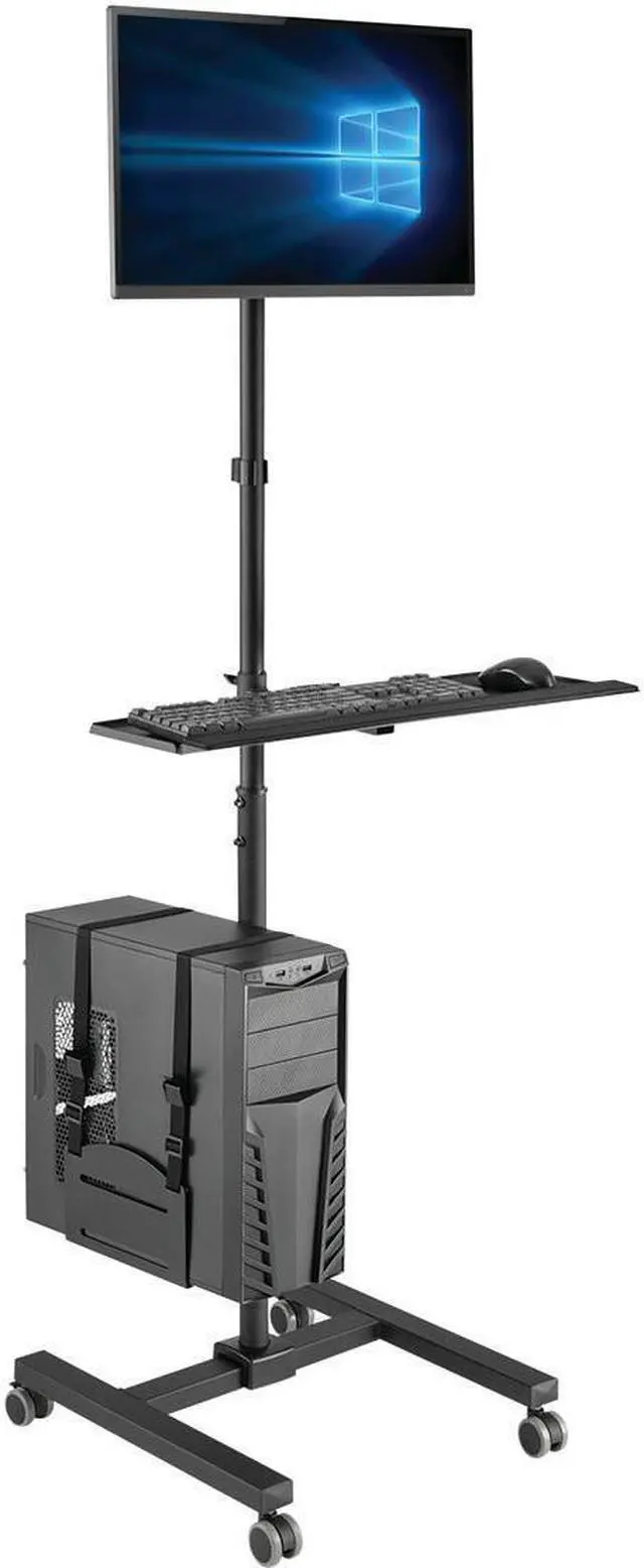 Alt view image 4 of 20 - Tripp Lite Mobile Workstation TV Floor Stand Cart Height-Adjustable 17-32in