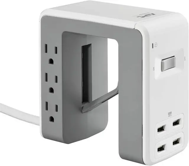 Alt view image 3 of 9 - APC Desk Mount Power Station, 6 Outlet U-Shaped Surge Protector, 1080 Joule of Surge Protection with 4 USB A Charging Ports (PE6U4W)