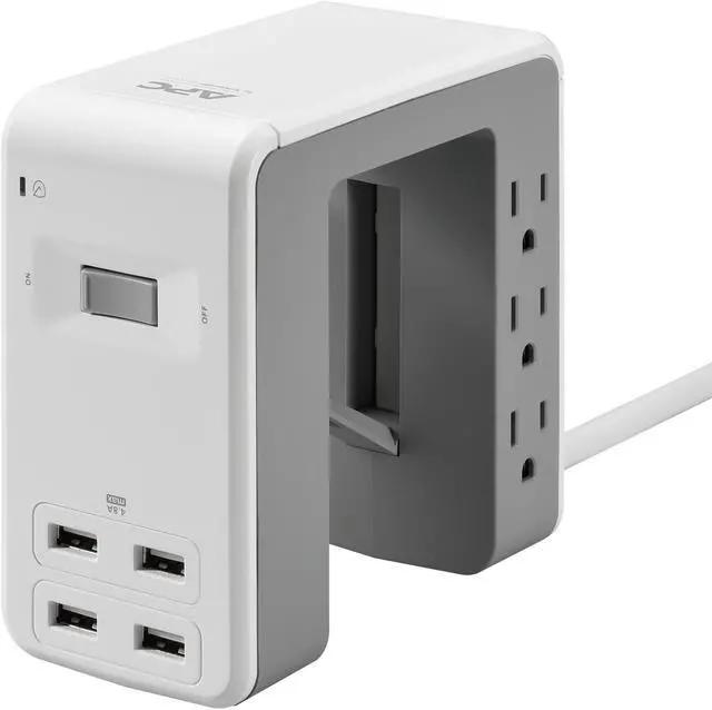 Alt view image 2 of 9 - APC Desk Mount Power Station, 6 Outlet U-Shaped Surge Protector, 1080 Joule of Surge Protection with 4 USB A Charging Ports (PE6U4W)