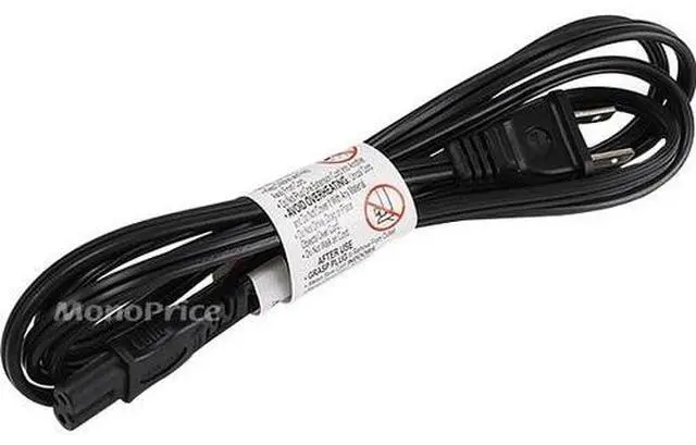 Alt view image 4 of 11 - Monoprice 6ft 18AWG AC Power Cord Cable w/o Polarized, 10A (NEMA 1-15P to IEC-320-C7)