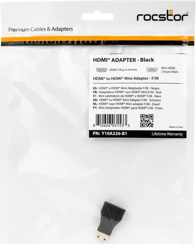 Alt view image 7 of 11 - Rocstor HDMI to Mini HDMI Adapter - F/M