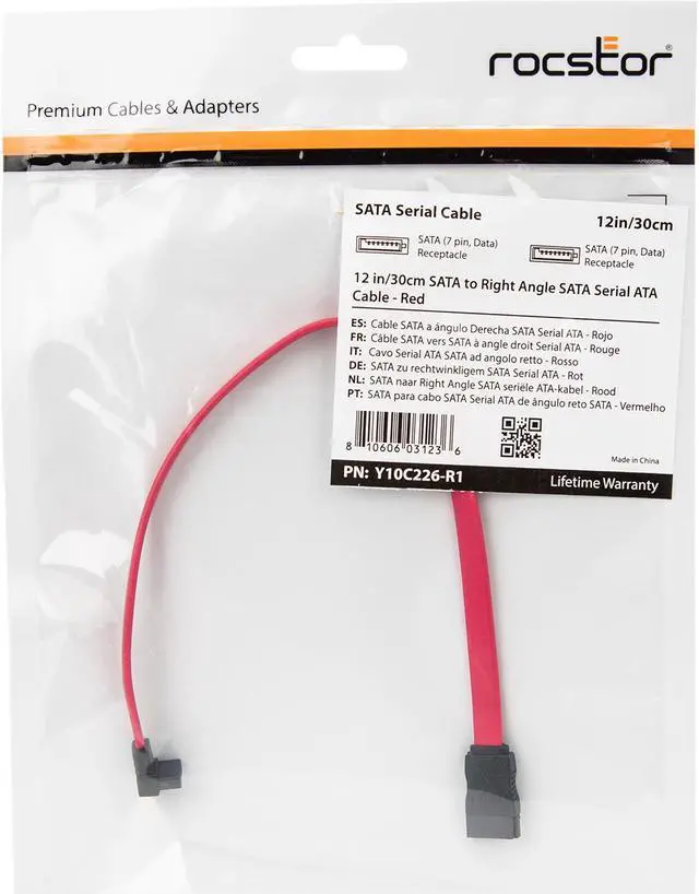 Alt view image 4 of 17 - Rocstor Premium 12" SATA to Right Angle 12" Right Y10C226R1