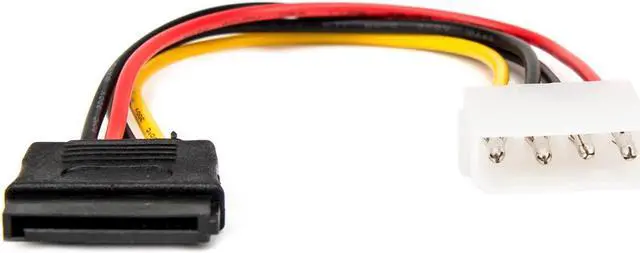 Alt view image 4 of 13 - Rocstor 6in 4 Pin Molex to Left Angle SATA Power Cable Adapter