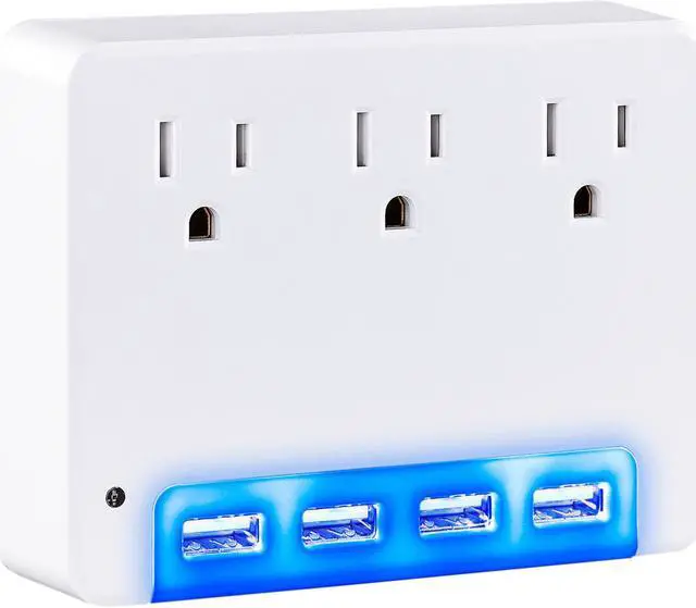 Alt view image 2 of 10 - CyberPower Professional P3WUN 3-Outlet Surge Suppressor/Protector - 3 x NEMA 5-15R, 4 x USB - 120 V Input
