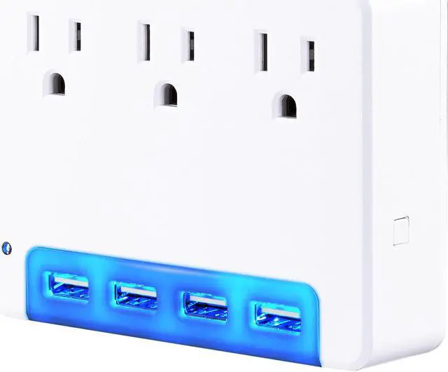 Alt view image 5 of 10 - CyberPower Professional P3WUN 3-Outlet Surge Suppressor/Protector - 3 x NEMA 5-15R, 4 x USB - 120 V Input