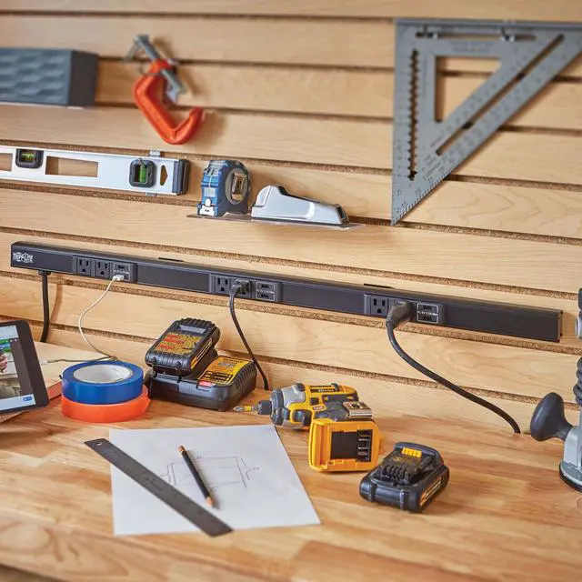 Alt view image 4 of 14 - Tripp Lite - PSC360610USBB - Tripp Lite Power Strip 6-Outlet w 6-Port USB Charging 5-15R 10ft Cord 36in - NEMA 5-15P - 6