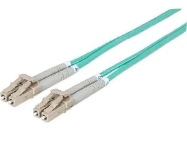 Alt view image 2 of 8 - Intellinet Fiber Optic Patch Cable, Duplex, Multimode, LC/LC, 50/125 Âµm, OM3, 1.0 m (3.0 ft.), Aqua