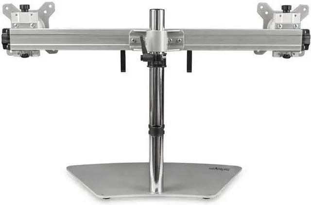 Alt view image 2 of 6 - Startech Dual-Monitor Stand - Horizontal - For up to 24" VESA Mount Monitors - Silver - Adjustable Computer Monitor Stand for Desk - Steel & Aluminum - Up to 24" Screen Support - 35.27 l