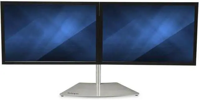 Alt view image 4 of 6 - Startech Dual-Monitor Stand - Horizontal - For up to 24" VESA Mount Monitors - Silver - Adjustable Computer Monitor Stand for Desk - Steel & Aluminum - Up to 24" Screen Support - 35.27 l