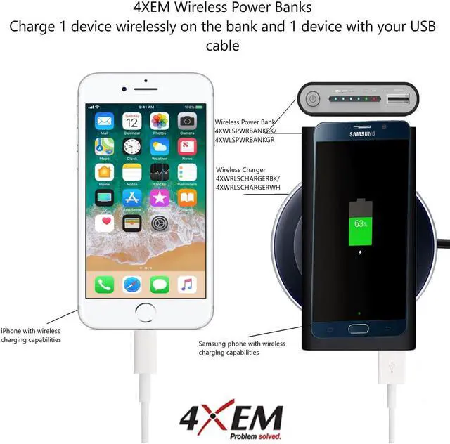 Alt view image 4 of 8 - 4XEM QI Wireless Power Bank 8000mAh Mobile Charging Station 2A 5V Black