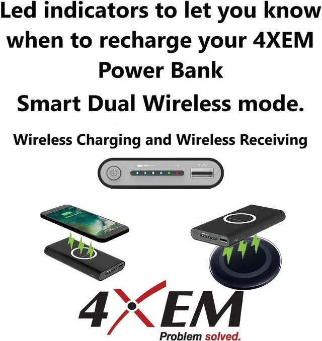 Alt view image 7 of 8 - 4XEM QI Wireless Power Bank 8000mAh Mobile Charging Station 2A 5V Black