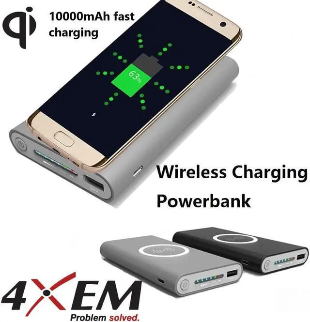 Alt view image 6 of 8 - 4XEM QI Wireless Power Bank 8000mAh Mobile Charging Station 2A 5V Black
