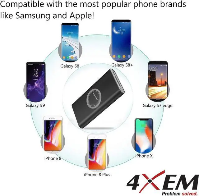 Alt view image 5 of 8 - 4XEM QI Wireless Power Bank 8000mAh Mobile Charging Station 2A 5V Black