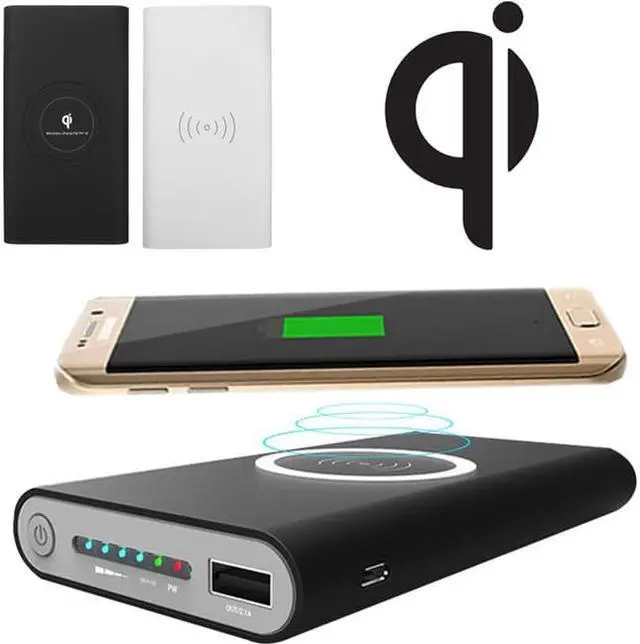 Alt view image 3 of 8 - 4XEM QI Wireless Power Bank 8000mAh Mobile Charging Station 2A 5V Black