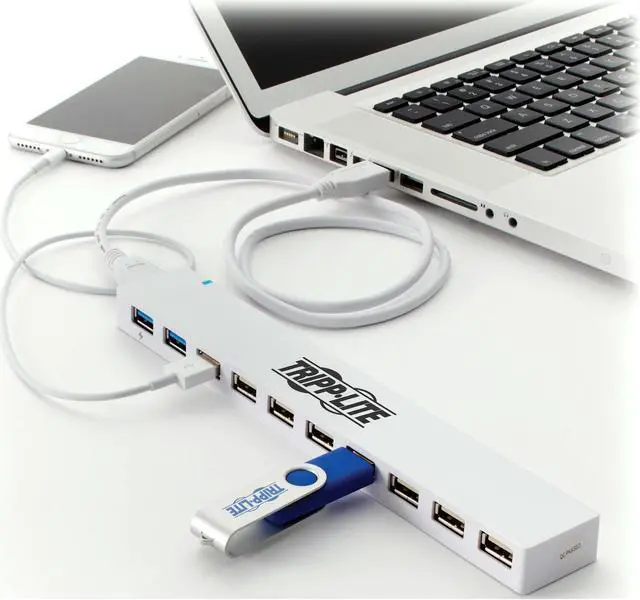 Alt view image 2 of 16 - Tripp Lite U360-010C-2X3 10-Port USB 3.0 / USB 2.0 Combo Hub