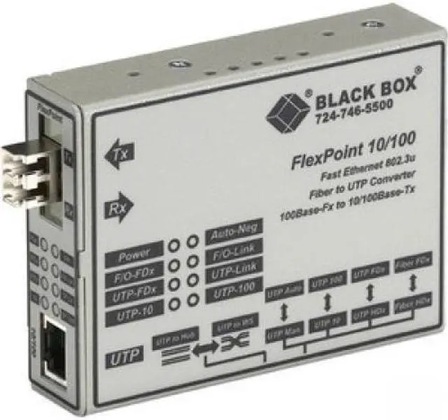 Alt view image 2 of 7 - Black Box FlexPoint LMC100A-SMLC-R2 Transceiver/Media Converter