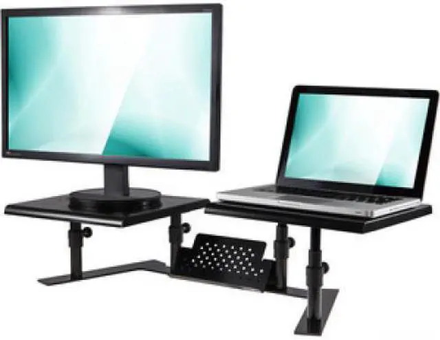 Alt view image 8 of 20 - Allsop Dual Monitor Stand Steel 32"Wx14"Dx6-1/10"-8-2/5" Black 31883