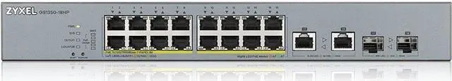 Alt view image 3 of 11 - ZyXEL GS1350-18HP 16-Port Gigabit Smart Nebula Cloud Managed PoE Switch, 16 PoE+ Ports at 250W with 2 SFP Uplinks