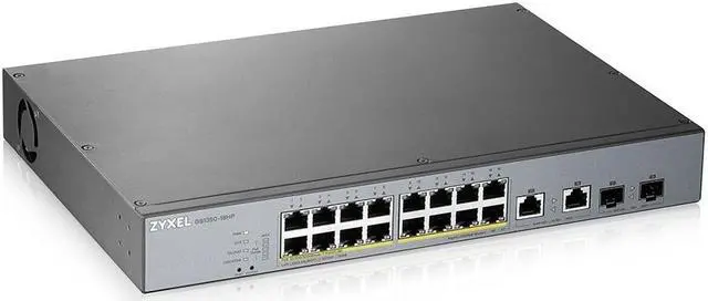 Alt view image 2 of 11 - ZyXEL GS1350-18HP 16-Port Gigabit Smart Nebula Cloud Managed PoE Switch, 16 PoE+ Ports at 250W with 2 SFP Uplinks