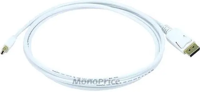 Alt view image 3 of 13 - Monoprice 6ft Gold Plated 32AWG Mini DisplayPort to DisplayPort Cable - White