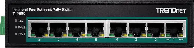 Alt view image 6 of 18 - TRENDnet 8-Port Industrial Fast Ethernet PoE+ DIN-Rail Switch,TI-PE80,8 x Fast Ethernet PoE+ Ports,IP30 Network Unmanaged Switch,200W PoE Power Budget, 1.6Gbps Switching Capacity