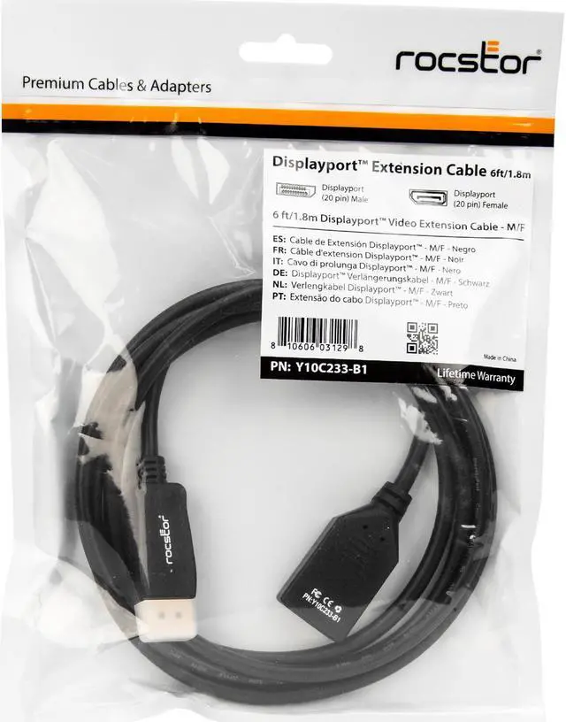 Alt view image 2 of 9 - Rocstor 6ft DisplayPort Video Extension Cable