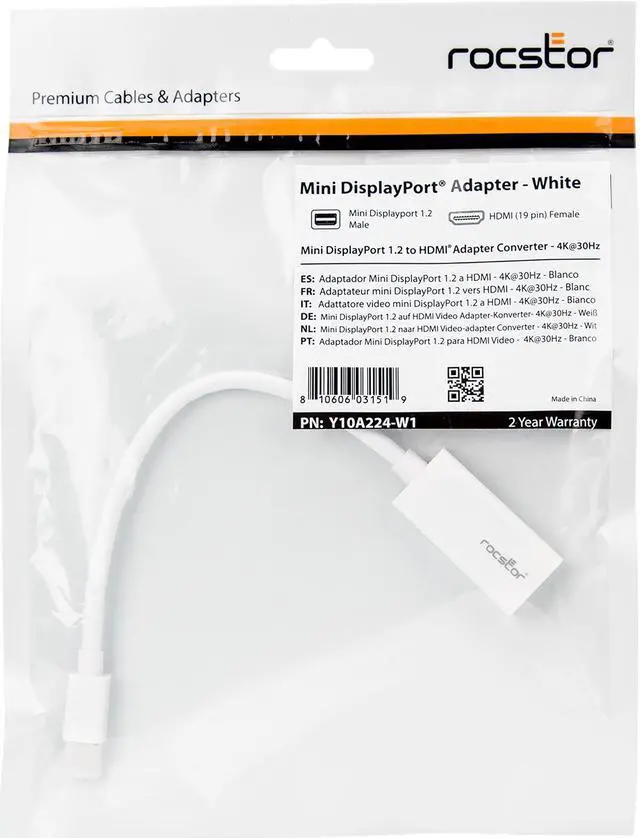 Alt view image 6 of 12 - Rocstor Mini-DisplayPort to HDMI Active Adapter