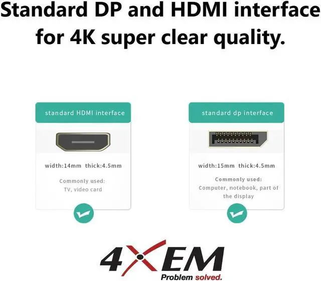Alt view image 2 of 16 - 4XEM 4K Displayport to HDMI Cable 3ft 4XDPHDMI3FT4K
