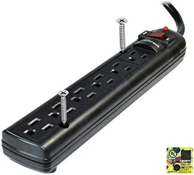 Alt view image 8 of 19 - WELTRON 10ft Power Cord 6-Outlet Surge Protector Power Strip Black WSP600PLF10BK