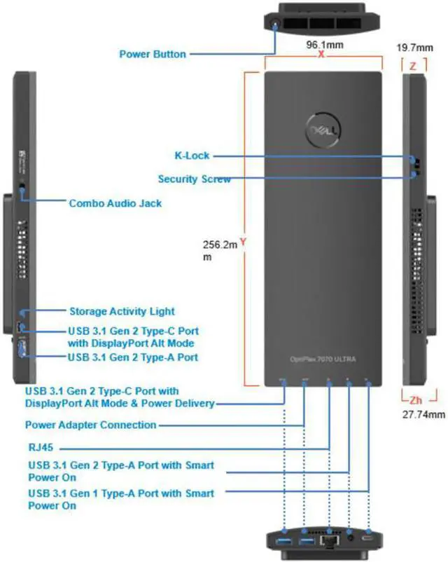 Alt view image 2 of 12 - Dell OptiPlex 7070 Ultra Small Desktop Computer i7-8565U 16GB 256GB SSD W10P